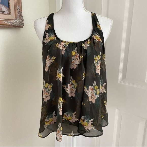 Kimchi Blue Multicolored Sheer Floral Swing Tank Sz Small - Picture 6 of 9